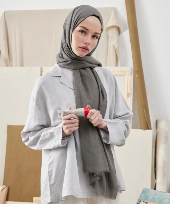 Organic Scarfs Bambu Kraş Şal Modeli - Antrasit
