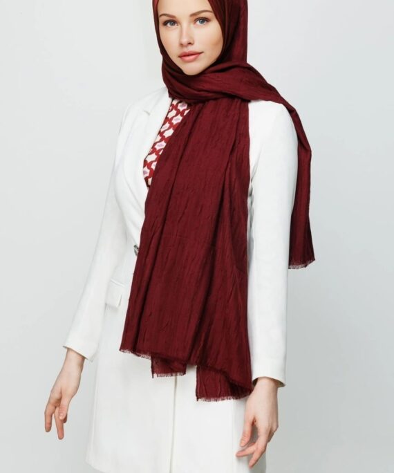 Organic Scarfs Bambu Kraş Şal Modeli - Bordo