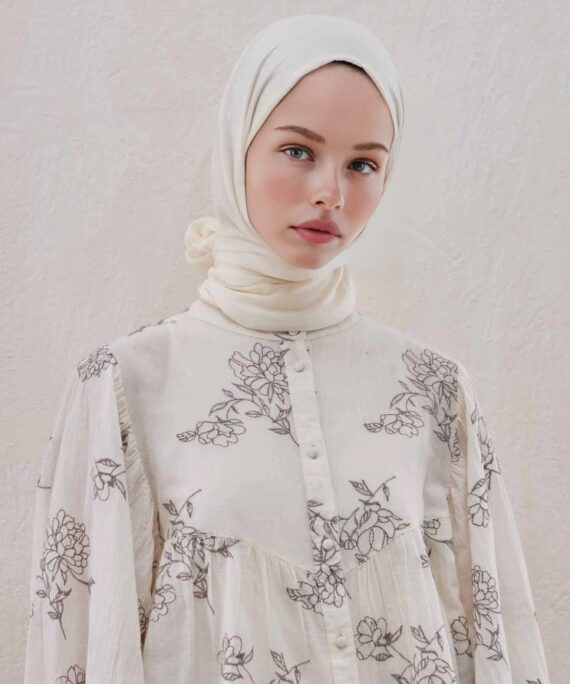 Organic Scarfs Bambu Kraş Şal Modeli - Fil Dişi