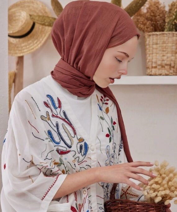 Organic Scarfs Bambu Kraş Şal Modeli - Gül Kurusu
