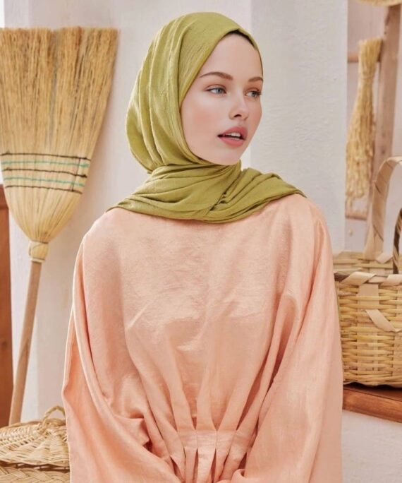 Organic Scarfs Bambu Kraş Şal Modeli - Yağ Yeşili