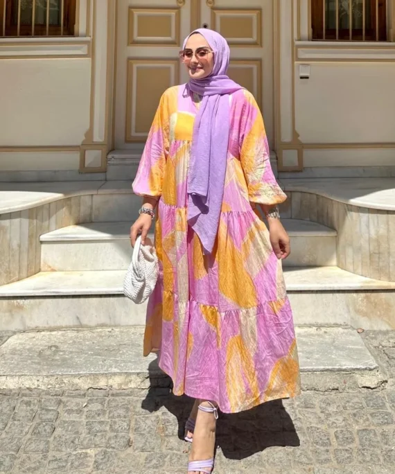 Mango Tropik Elbise -  Günbatımı